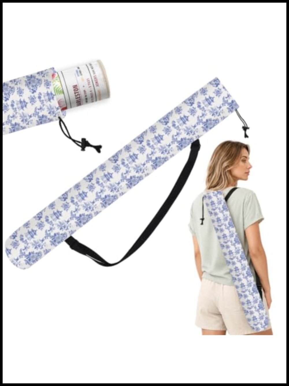 Canvas Yoga Mat Bag Adjustable Strap Drawstring Carrier Storage